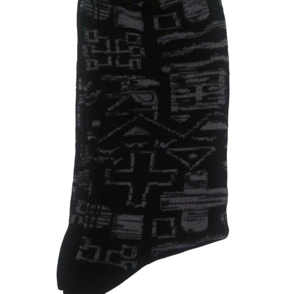 Mossimo Size 6-12 Crew Socks Mens Black Gray Geometric Pattern - Picture 3 of 4